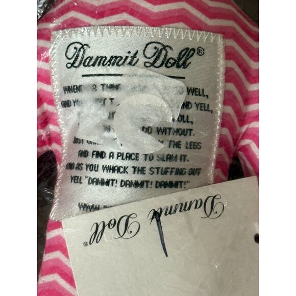 Dammit Doll Stress Relief Plush Pink Striped Pink Hair 12 inch NEW IN PACKAGE! - Picture 4 of 6